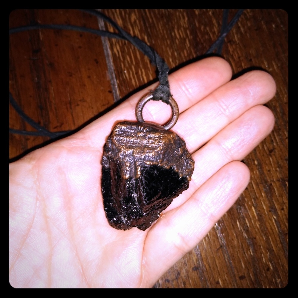 Black Tourmaline Copper Electoformed Necklace